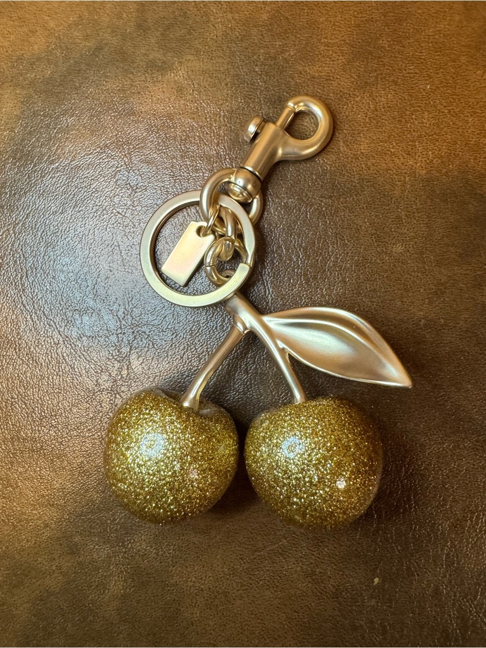 NWT Gold Glitter Cherry Bag Charm